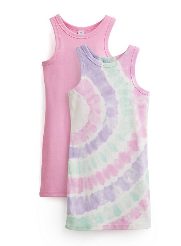 Pink & Tie Dye Print Column Dresses 2 Pack 11 years